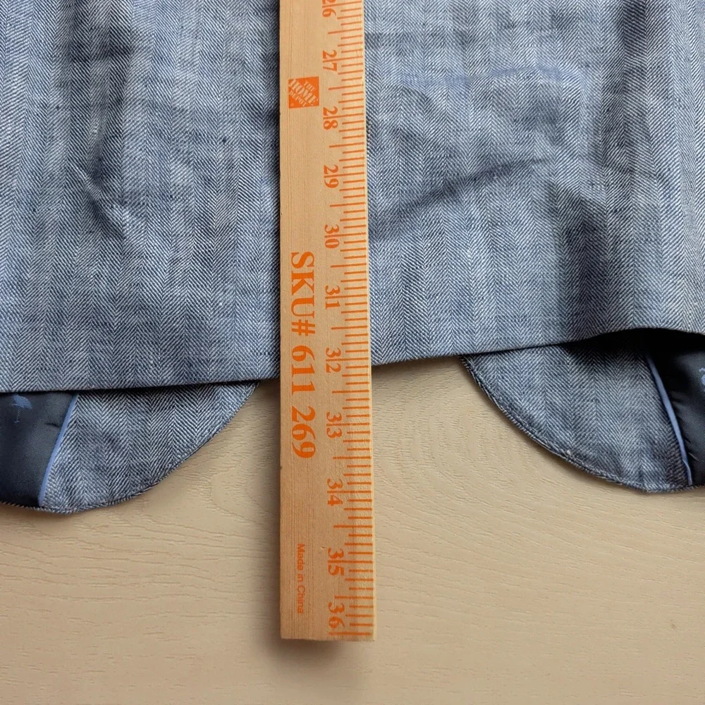 Tailorbyrd Collection 100%‎ Linen Blazer Sport Coat Mens 50R Blue Herringbone